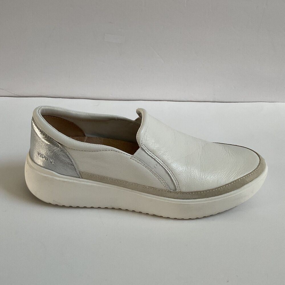 Vionic Kearny White Leather Platform Slip-on Sneaker Women's 9 Gorpcore Comfort - Picture 5 of 9